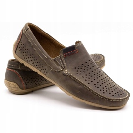 Olivier Sapatos masculinos mocassim 906 para marrom verão cinza 3