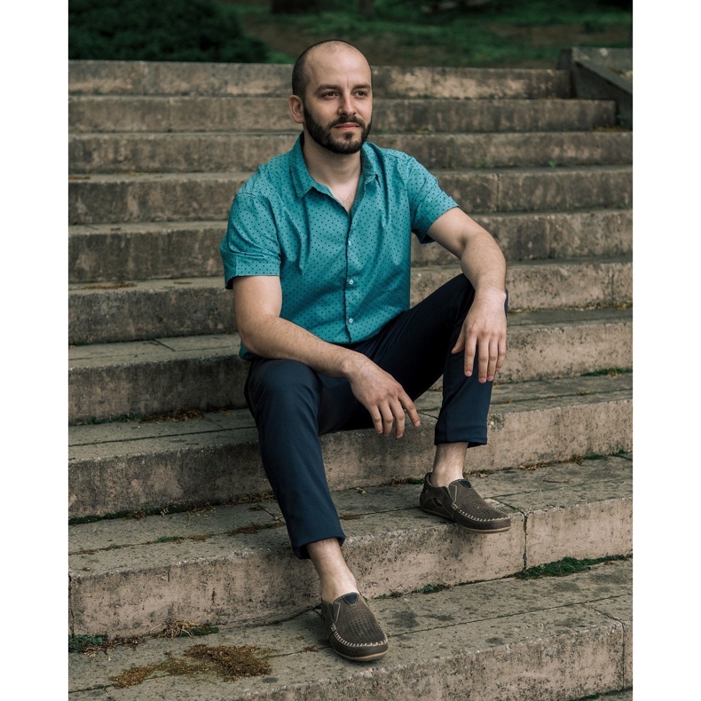 Olivier Sapatos masculinos mocassim 906 para marrom verão cinza 5