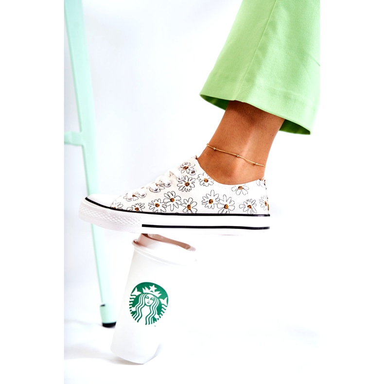 PS1 Tênis baixo feminino com flores brancas Janey branco 1 PS1 Tênis baixo feminino com flores brancas Janey branco 1