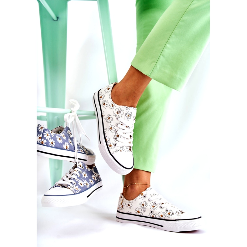 PS1 Tênis baixo feminino com flores brancas Janey branco 3 PS1 Tênis baixo feminino com flores brancas Janey branco 3