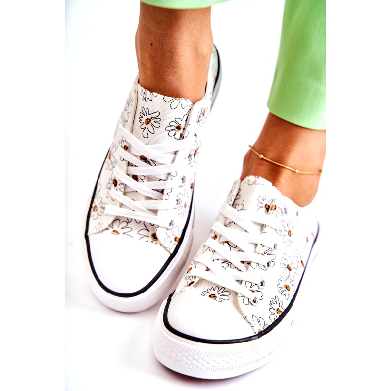 PS1 Tênis baixo feminino com flores brancas Janey branco 7 PS1 Tênis baixo feminino com flores brancas Janey branco 7