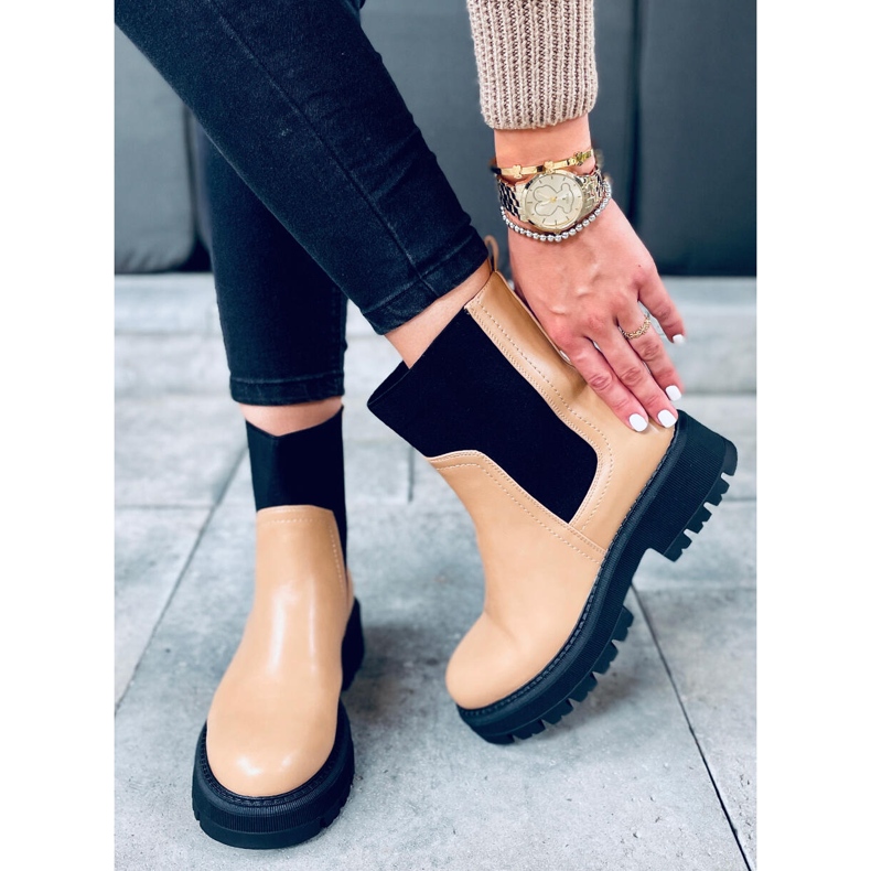 Botas Chelsea com cano alto Cillo Camel marrom 1