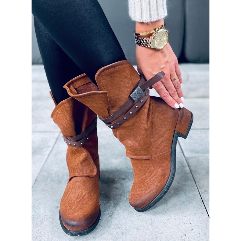 Botas femininas militares Aina Camel marrom 1