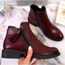 Botins de mulher Jodhpur pele de cobra Vinceza clarete vermelho 1