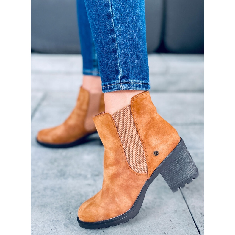 Botas Chelsea Salto alto Balea Camel marrom 1