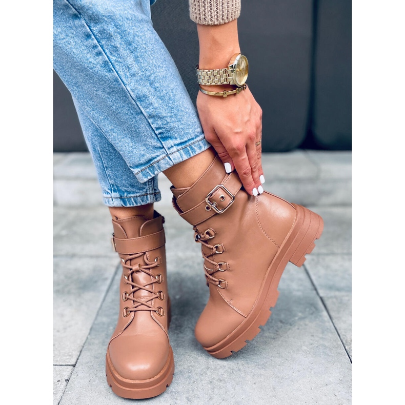 Botas militares Pomona Camel castanho 1