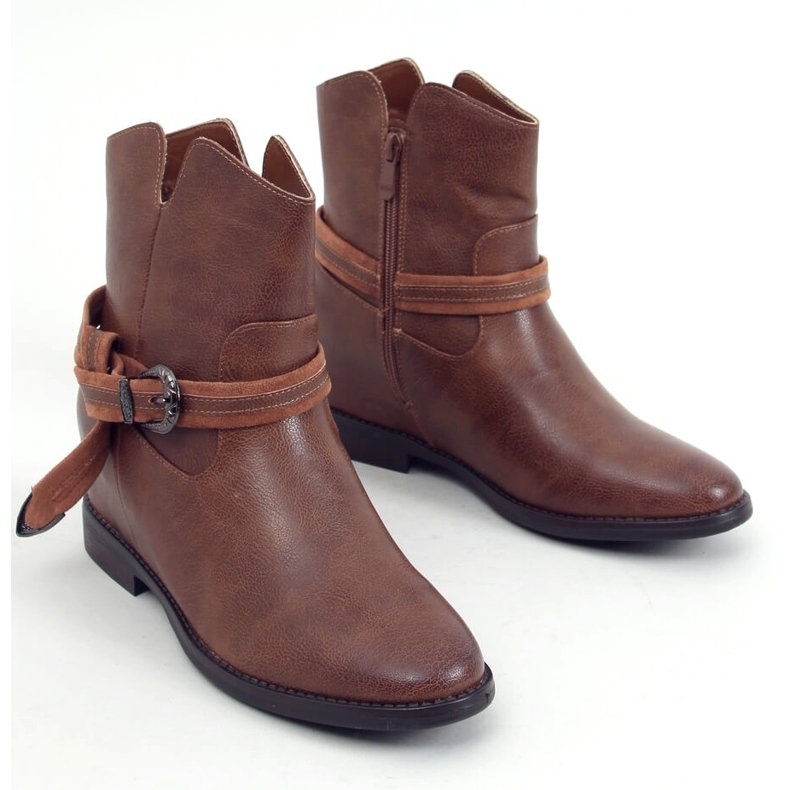Botas em uma cunha escondida do Dallas Camel marrom 1