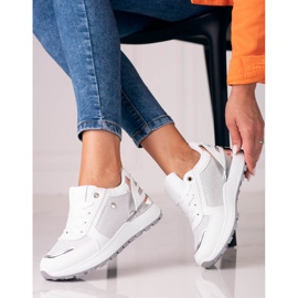 Tênis esportivo feminino Shelovet branco com glitter 1