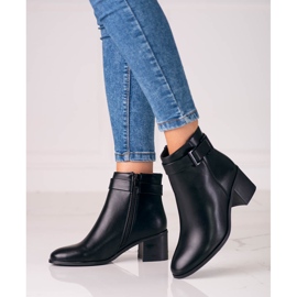 Botas femininas clássicas Shelovet pretas em um poste baixo preto 2