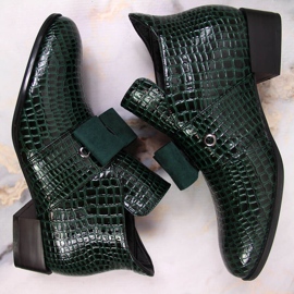 Botas de mulher Botas Jodhpur com laço Potocki verde lacado 1 Botas de mulher Botas Jodhpur com laço Potocki verde lacado 1