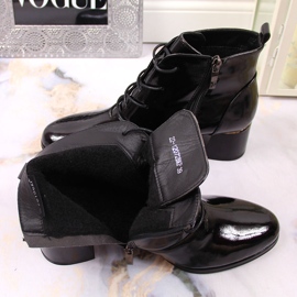 Botas femininas, isolamento lacado preto lacado Potocki 1