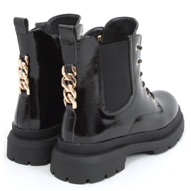 Botins laqueados com corrente Jake Black preto 2