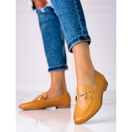 Mocassins femininos elegantes Shelovet marrons com salto baixo castanho 1