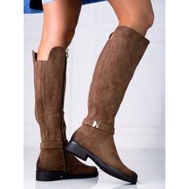Botas femininas confortáveis ​​Vinceza feitas de camurça ecológica marrom 1