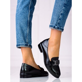 Mocassins femininos elegantes com corrente Vinceza preta preto 1