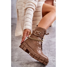 PG1 Botas de trabalhadores da moda com corrente marrom Solesso 1