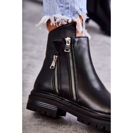 PG1 Botas femininas de couro com zíper preto Navarra 1