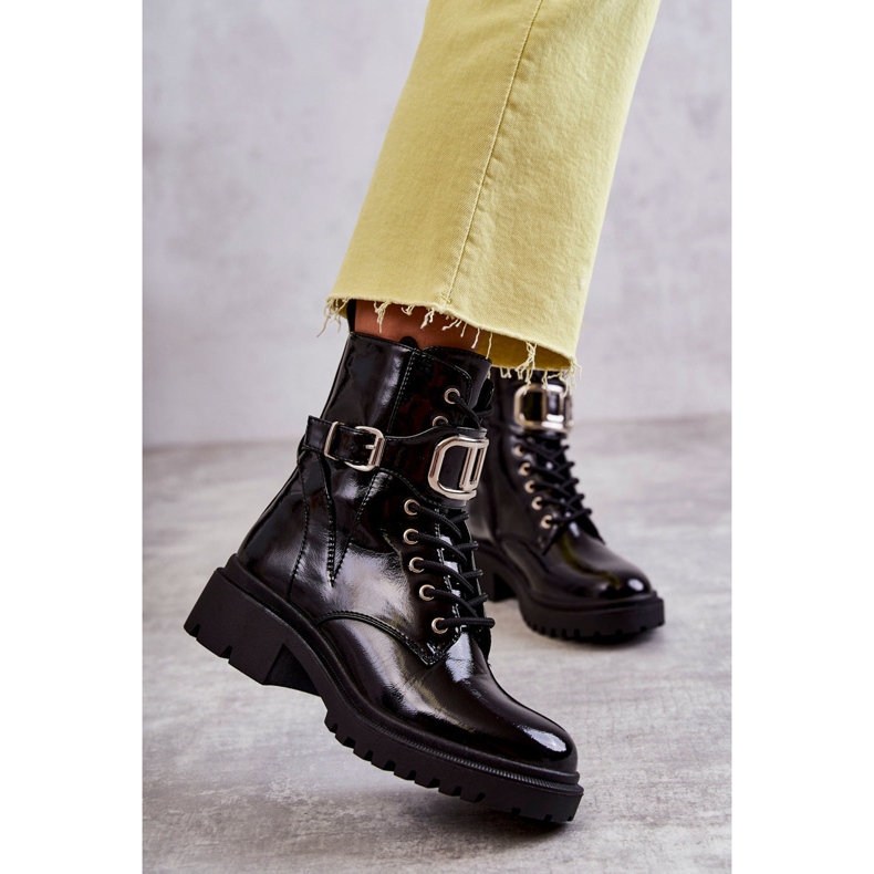 PG1 Botas femininas quentes lacadas Costello preto 2