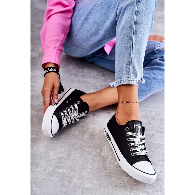 Tênis feminino de couro Big Star KK274096 preto 1