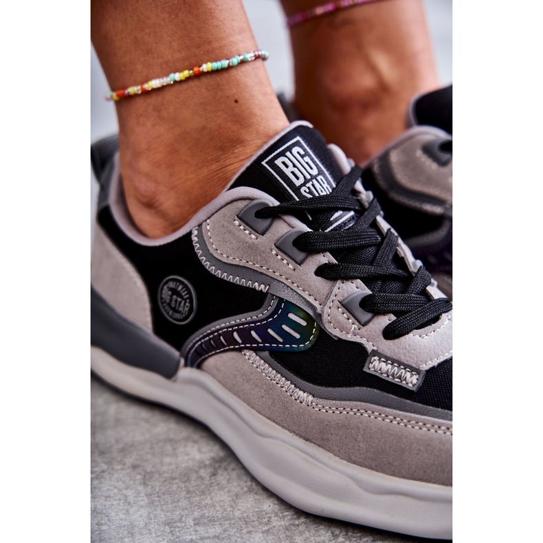 Tênis esportivo feminino Big Star KK274100 Preto-Cinza 1