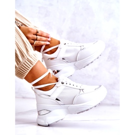 PG1 Tênis esportivo feminino brilhante em cunha, atividade branca branco 5