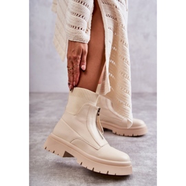 PS1 Botas femininas meias com zíper bege abrigo marrom 1