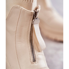 PS1 Botas femininas meias com zíper bege abrigo marrom 2