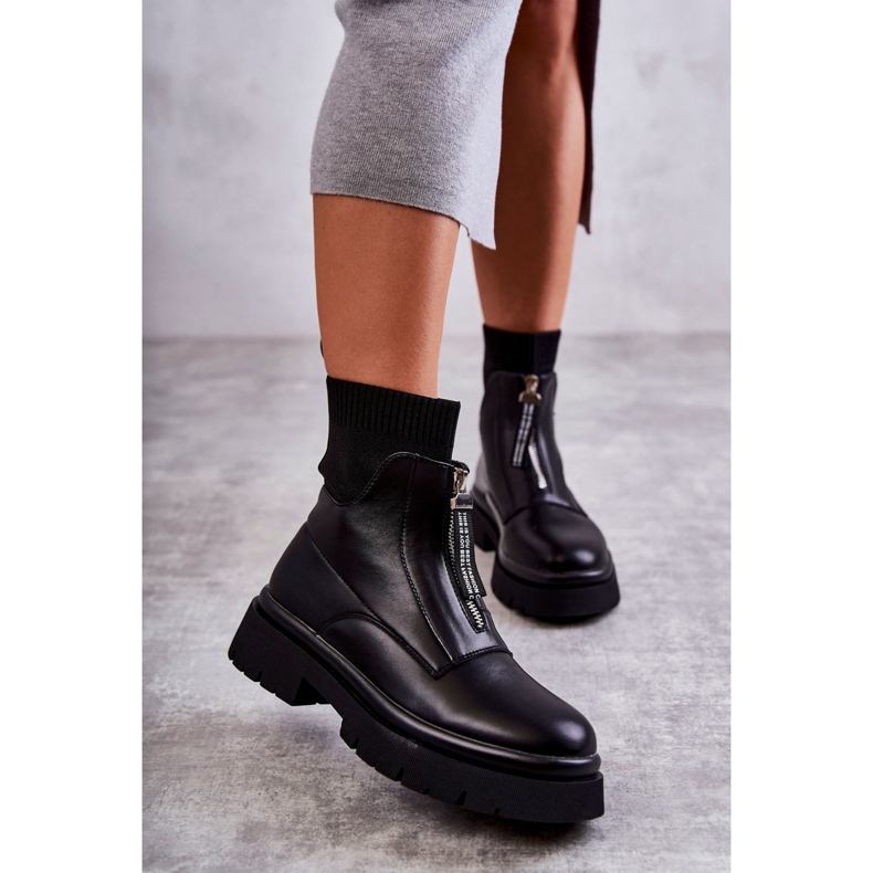 Botas de meia feminina no abrigo preto com zíper 1 Botas de meia feminina no abrigo preto com zíper 1