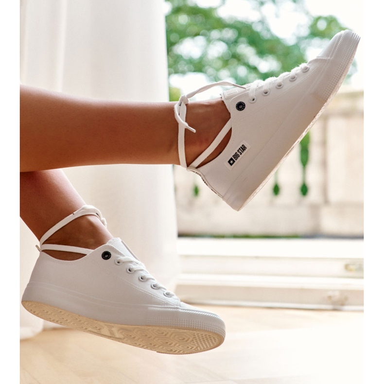 Tênis feminino de baixo material Big Star KK274008 branco 1