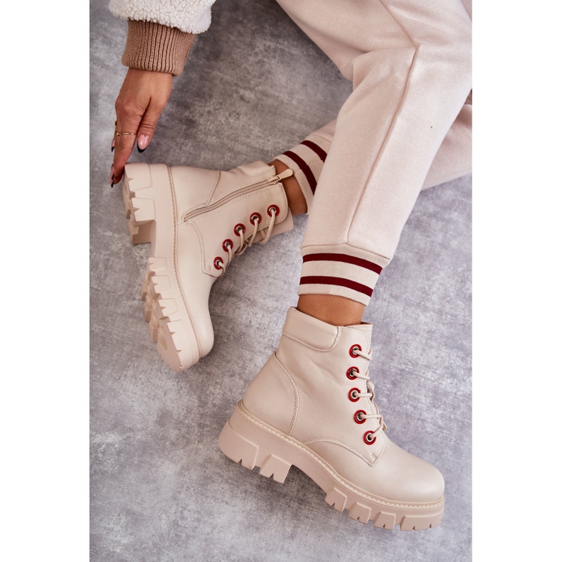 PG1 Trabalhadores de botas de couro no zíper bege Messa 1