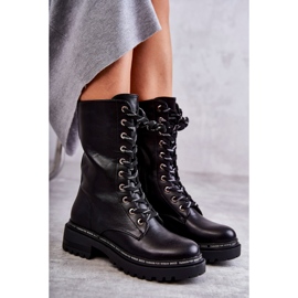 PG1 Botas femininas quentinhas amarradas pretas Darla preto 1