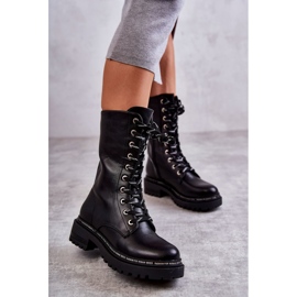 PG1 Botas femininas quentinhas amarradas pretas Darla preto 2