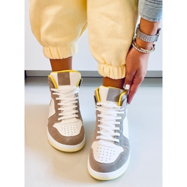 PA1 Tênis cano alto Dorcas Khaki bege branco 2