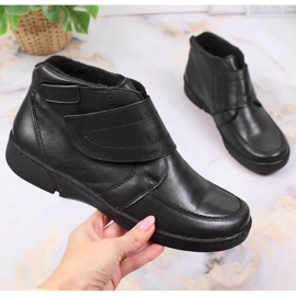 Botas de mulher em pele com fecho de velcro Łukbut 676 preto 1