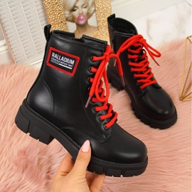 S.Barski Botas isolantes pretas para menina de S. Bararski preto vermelho 1
