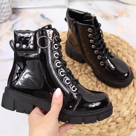 Botas isolantes lacadas pretas Vinceza pretas para menina preto 1