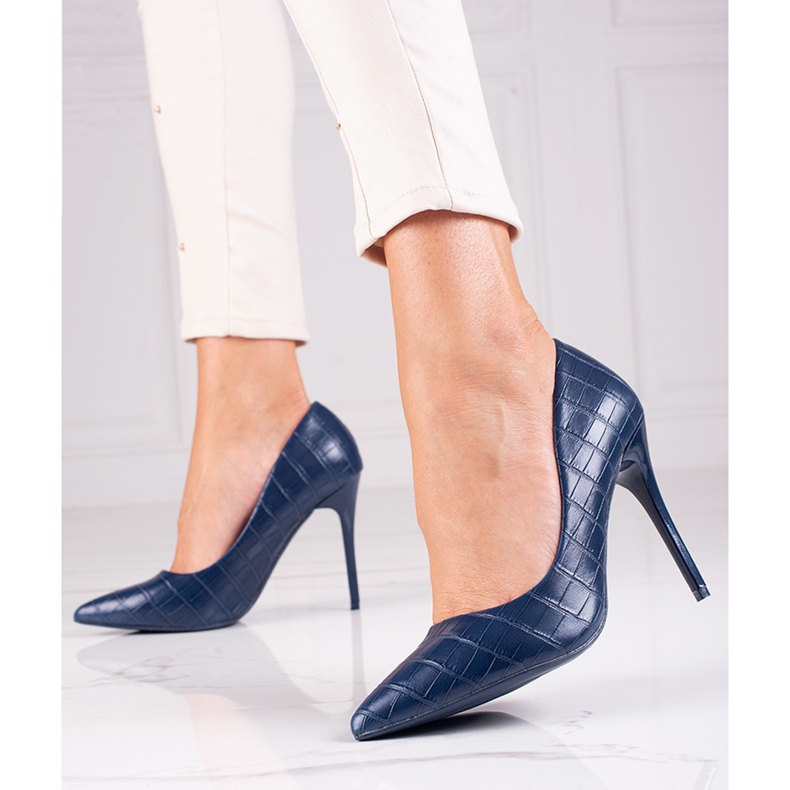 Bombas da moda em um salto Shelovet azul 2