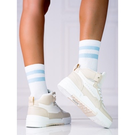 Sapatilhas Shelovet de mulher com cano alto, bege 1