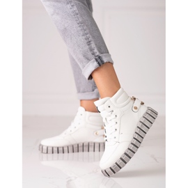 W. Potocki Botas esportivas femininas Potocki branco na plataforma 1