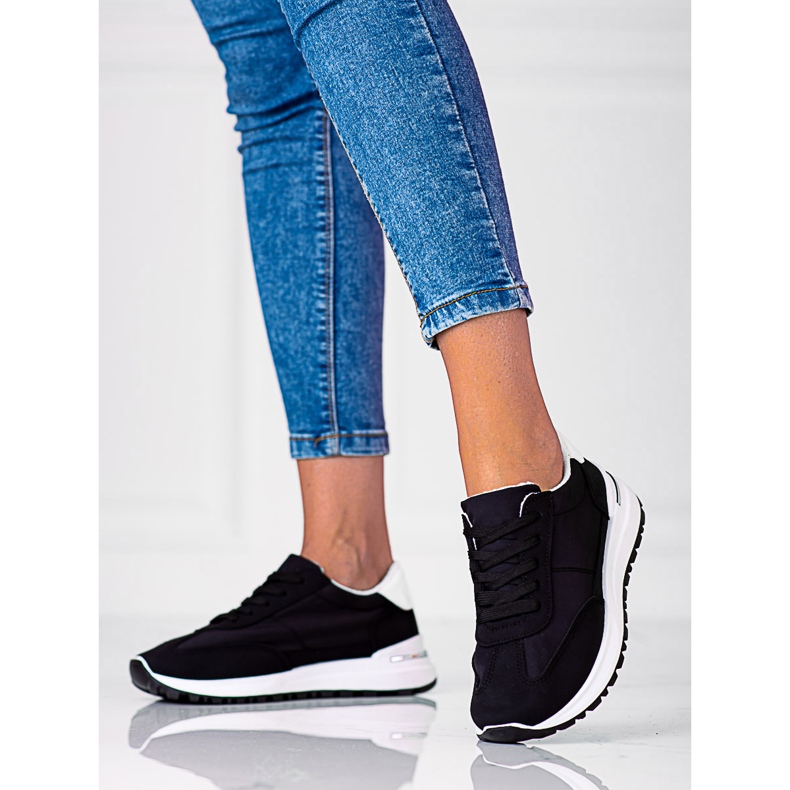 Tênis esportivo de tecido Shelovet confortável para mulher preto 1