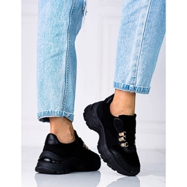 Tênis feminino com sola grossa preta Shelovet preto 1