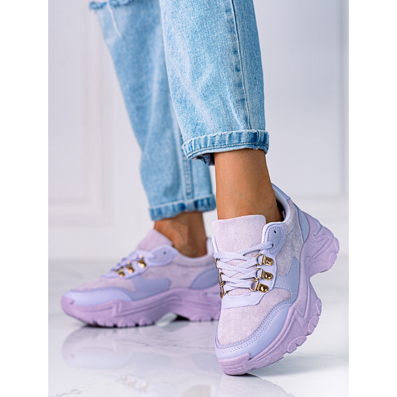 Tênis feminino em uma sola grossa roxa Shelovet roxo 1