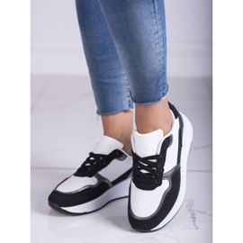 Tênis feminino Shelovet preto e branco com detalhe prateado 1