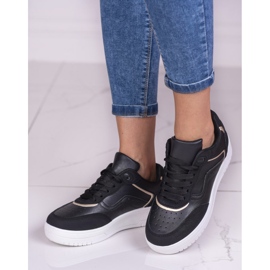 Sapatos esportivos femininos pretos Shelovet em uma plataforma branca 1