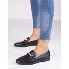 Mocassins femininos Shelovet pretos com pérolas 1