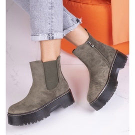 Botas Chelsea femininas verdes na plataforma Shelovet feitas de camurça ecológica 1