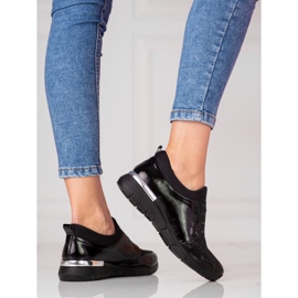 W. Potocki Tênis feminino lacado Shelovet leve preto 1