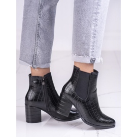 Botas Jodhpur no poste Shelovet pretas com padrão preto 1