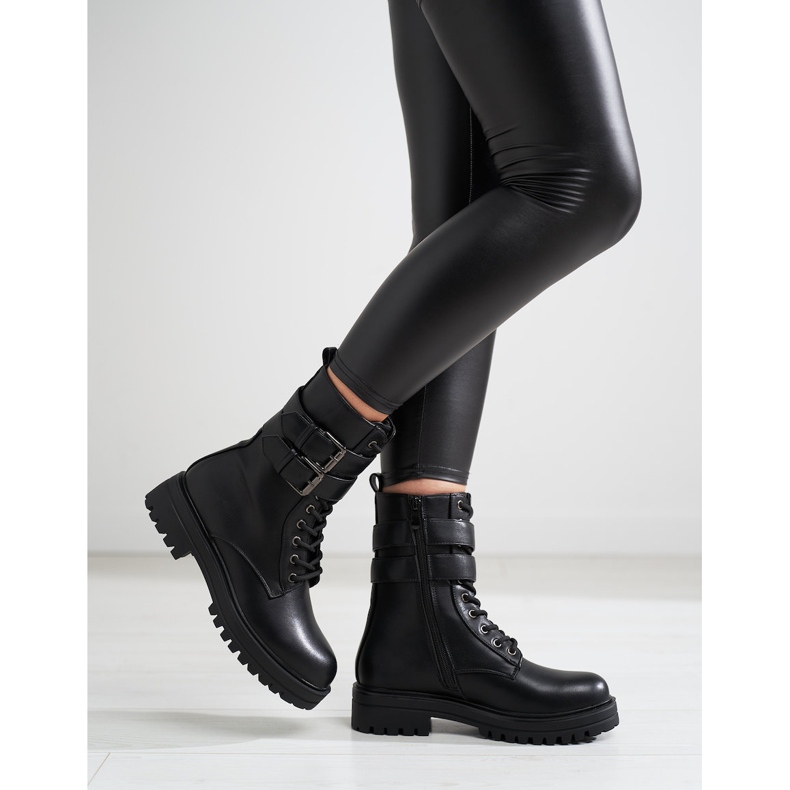 Trabalhadores femininos Shelovet com fivelas preto 1