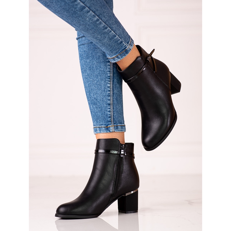 Botas femininas de salto baixo Shelovet preto 1
